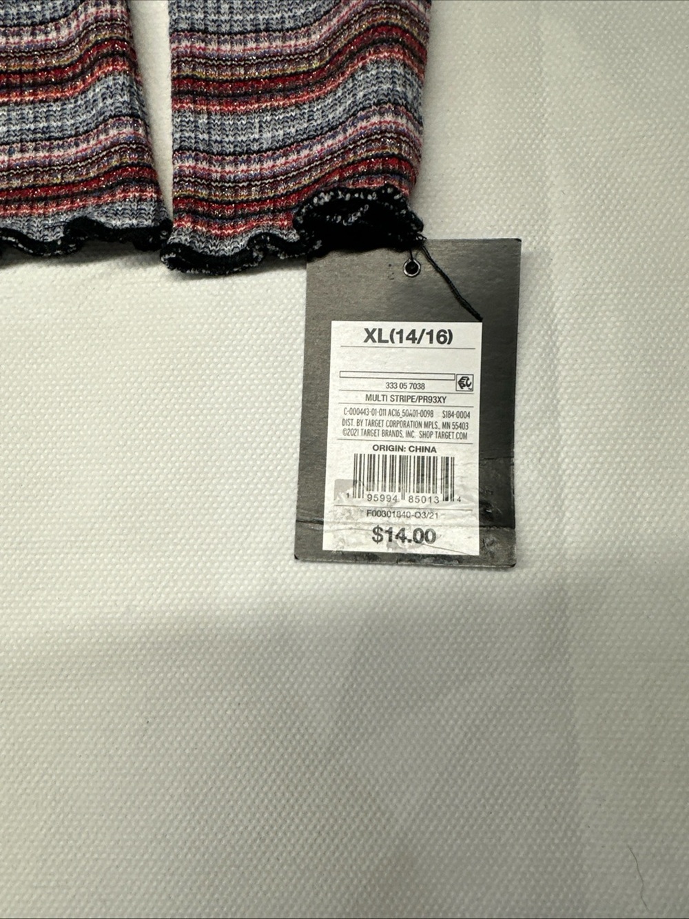 Target Striped Ribbed Long-Sleeve Top in Burgundy and Light Gray - Picture 3 of 7